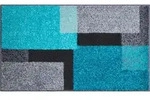 Grund Badteppich Atala, Grau, Schwarz, T&uuml;rkis, Textil, Karo, rechteckig, 70x120 cm,