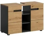 Mid.you Waschbeckenunterschrank, Dunkelgrau, Eiche Artisan, Kunststoff, 3 F&auml;cher,