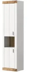 Inn.Furn Hochschrank, Wei&szlig;, Eiche, Metall, Holzwerkstoff, Nachbildung, Uni,...