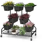 Costway Blumenregal, Schwarz, Metall, 56x99x100 cm, Wohnzimmer,...