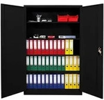 Proregal Fl&uuml;gelt&uuml;renschrank, Schwarz, Metall, 120x180x40 cm, Arbeitszimmer,
