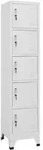 vidaXL Schliessfachschrank, Hellgrau, Metall, 5 F&auml;cher, 40x180x38 cm, Garderobe,