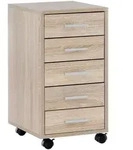 Mid.you Rollcontainer, Eiche, Holzwerkstoff, 5 Schublade(n) Schubladen, 33x63x38 cm,