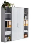 Mid.you Aktenschrank Office Edition - SW Set 3 hoch, Grau, Wei&szlig; Hochglanz,