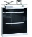 Vladon Schuhschrank, Schwarz Hochglanz, Holzwerkstoff, 89x104x23 cm, Garderobe,