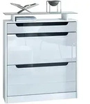 Vladon Schuhschrank, Wei&szlig; Hochglanz, Holzwerkstoff, 89x104x23 cm, Garderobe,