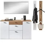 Livetastic Garderobe Fresno, Schwarz, Wei&szlig;, Eiche Artisan, Glas, Holzwerkstoff,