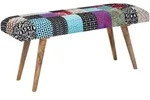 Mid.you Hockerbank, Mehrfarbig, Holz, Mangoholz, massiv, 2-Sitzer, 117x51x38 cm,