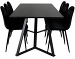 ebuy24 Tischgruppe, Schwarz, Holzwerkstoff, 6-Sitzer, 90x75x180 cm, Esszimmer,