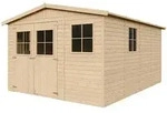 Timbela Holz-Gartenhaus, Beige, Holz, 324x232x395 cm, Aufbewahrung &...