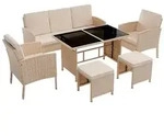 Juskys Sitzgruppe, Creme, Kunststoff, 6, Gartenm&ouml;bel, Gartenm&ouml;bel-Sets