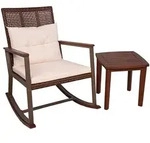 Deluke Outdoor-Schaukelstuhl, Dunkelbraun, Holz, 45x45x45 cm, Gartenm&ouml;bel,