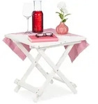 Relaxdays Klapptisch, Wei&szlig;, Holz, 50x50x50 cm, Wohnzimmer, Wohnzimmertische,