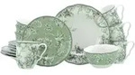 Creatable Kombiservice Adelaide Gr&uuml;n, Gr&uuml;n, Wei&szlig;, Keramik, 16-teilig, Blume, 500