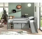 Vipack Spielbett, Grau, Holz, Kiefer, H&ouml;he ca. 20 cm, 90x200 cm, nicht verstellbar,