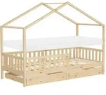Ml-Design Hausbett, Beige, Holz, Kiefer, Rechteckig, 90x200 cm, Kinder- &
