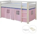 Homestyle4u Hochbett, Wei&szlig;, Rosa, Holz, Kinder- & Jugendzimmer, Kinderm&ouml;bel,