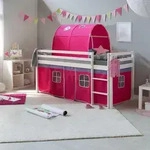 Homestyle4u Hochbett, Wei&szlig;, Pink, Holz, Kinder- & Jugendzimmer, Kinderm&ouml;bel,