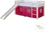 Homestyle4u Hochbett, Wei&szlig;, Pink, Holz, Kinder- & Jugendzimmer, Kinderm&ouml;bel,