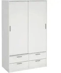 P & B Schiebet&uuml;renschrank, Wei&szlig;, Holzwerkstoff, 3 F&auml;cher, 4 Schublade(n)