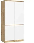 Akord Kleiderschrank, Eiche Artisan, Wei&szlig;, Holzwerkstoff, Nachbildung, Holz Optik, 4
