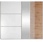 Mirjan24 Schiebet&uuml;renschrank, Wei&szlig;, Eiche Wotan, Holzwerkstoff, 2 Schubladen,