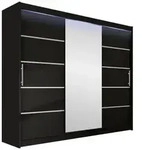 Mirjan24 Kleiderschrank, Schwarz, Holzwerkstoff, Rechteckig, 250x215x58 cm,