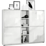 Vladon Highboard, Wei&szlig; Hochglanz, Holzwerkstoff, 130.5x105.5x35.5 cm, Wohnzimmer,