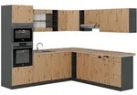 Vicco Eckk&uuml;che, Eiche Artisan, Anthrazit, Holzwerkstoff, L-Form,Formgebogen,