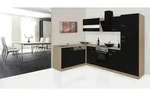 Respekta Eckk&uuml;che Merle, Schwarz, Eiche, Glas, Holzwerkstoff, 2 Schublade(n),1