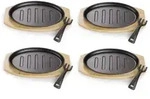 Echtwerk Pfannenset Oval mit Grillstreifen, Schwarz, Metall, 4-teilig, 0,25 L,...