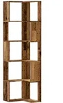vidaXL B&uuml;cherregal, Graubraun, Holz, Strukturbuche, 3 F&auml;cher, Rechteckig,...