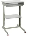 Mid.you Schreibtisch, Grau, Holzwerkstoff, rechteckig, eckig, 60x71.5-107.5x50 cm,