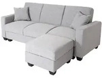 MCW Sofa, Hellgrau, Textil, L-Form, 217x145 cm, Wohnzimmer, Sofas & Couches,