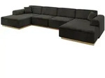 Altdecor Wohnlandschaft, Schwarz, Textil, 6-Sitzer, U-Form, 386x80x165 cm,