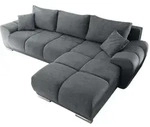 ed exciting design Ecksofa, Dunkelgrau, Textil, Uni, 3-Sitzer, seitenverkehrt