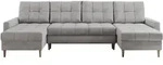 MKS Wohnlandschaft, Hellgrau, Holz, 6-Sitzer, U-Form, 290x75x140 cm, Wohnzimmer,