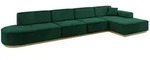 Altdecor Ecksofa, Dunkelgr&uuml;n, Textil, 5-Sitzer, L-Form, 412x165 cm, Wohnzimmer,