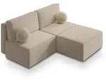 Masseno Ecksofa, Creme, Kunststoff, 3-Sitzer, L-Form, 196x158 cm, Wohnzimmer, Sofas &