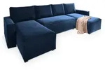 Masseno Wohnlandschaft, Blau, Kunststoff, 5-Sitzer, U-Form, 295x85x140 cm,