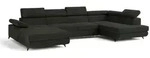 Masseno Wohnlandschaft, Schwarz, Holz, 5-Sitzer, U-Form, 339x89x190 cm,...