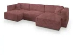 Masseno Wohnlandschaft, Rosa, Kunststoff, 5-Sitzer, U-Form, 347x90x148 cm,