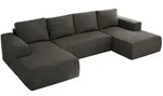 MKS Wohnlandschaft, Dunkelgrau, Kunststoff, 5-Sitzer, U-Form, 334x91x163 cm,