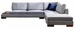 myHomelando Ecksofa, Dunkelgrau, Holz, Echtholz,Buche, 4-Sitzer, F&uuml;llung: