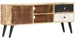 vidaXL Tv-Schrank, Braun, Holz, Mangoholz, 2 F&auml;cher, 2 Schubladen, Rechteckig,
