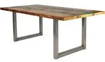Mid.you Esstisch, Mehrfarbig, Silber, Holz, Metall, Altholz, massiv, rechteckig,