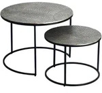 Livetastic Satztisch, Silber, Metall, 2-teilig, rund, rund, 45x60x60 cm, Wohnzimmer,