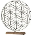 Skulptur, Silber, Hellbraun, Holz, Metall, Mangoholz, massiv, 32x36x5 cm,...
