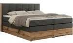 MKS Boxspringbett, Dunkelgrau, Textil, 2-Sitzer, H3, Rechteckig, 120x200 cm,