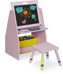 Relaxdays Kinderregal, Rosa, Holzwerkstoff, Holz, Textil, 52x84x45 cm, Kinder- &